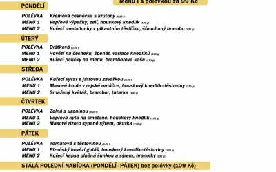 Polední menu na týden 8.-12. června restaurace Dělňák v Novém městě pod Smrkem