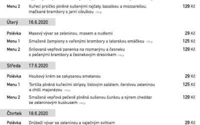 Polední menu na týden 15.-19. června rodinné restaurace a penzionu Na Rozcestí Frýdlant