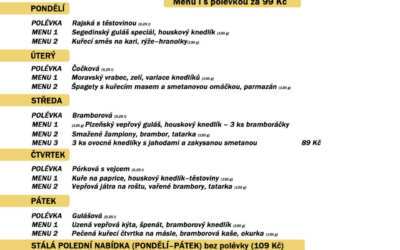 Akce na Frýdlantsku 5 Polední menu na týden 22.-26. června restaurace Dělňák v Novém městě pod Smrkem
