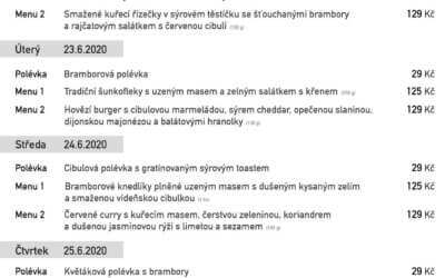 Polední menu na týden 22.-26. června rodinné restaurace a penzionu Na Rozcestí Frýdlant