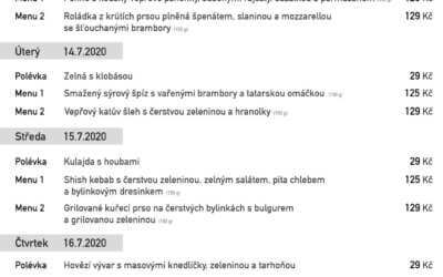 Polední menu na týden 13. až 17. července 2020 rodinné restaurace a penzionu Na Rozcestí Frýdlant