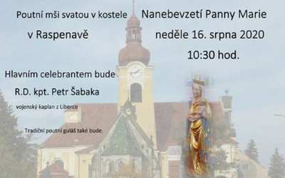 Poutní mše svatá v kostele Nanebevzetí Panny Marie v Raspenavě