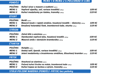 Akce na Frýdlantsku 1 Polední menu na týden 17. až 21. ledna 2022 restaurace Dělňák v Novém Městě pod Smrkem