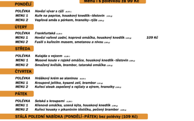 Akce na Frýdlantsku 2 Polední menu na týden 14. až 18. prosince 2020 restaurace Dělňák v Novém Městě pod Smrkem