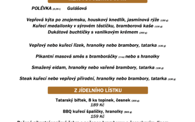 Akce na Frýdlantsku 12 POLEDNÍ MENU NA STŘEDU 2. PROSINCE RESTAURACE DĚLŇÁK V NOVÉM MĚSTĚ POD SMRKEM