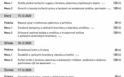 Akce na Frýdlantsku 3 Polední menu na týden 14. až 18. prosince 2020 rodinné restaurace a penzionu Na Rozcestí Frýdlant