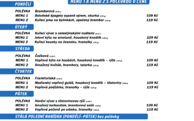Akce na Frýdlantsku 11 Polední menu na týden 24. až 28. ledna 2022 restaurace Dělňák v Novém Městě pod Smrkem