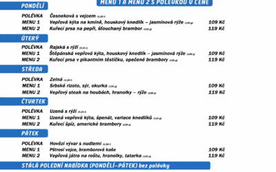 Akce na Frýdlantsku 7 Polední menu na týden 7. až 11. února 2022 restaurace Dělňák v Novém Městě pod Smrkem
