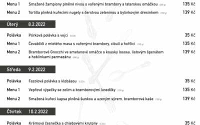 Akce na Frýdlantsku 6 Polední menu na týden 7. až 11. února 2022 v rodinné restauraci a penzionu Na Rozcestí Frýdlant