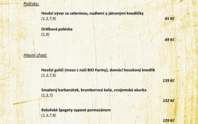 Akce na Frýdlantsku 2 Polední menu pro tento týden 7. až 11. února 2022 v Zámeckém dvoře Černousy