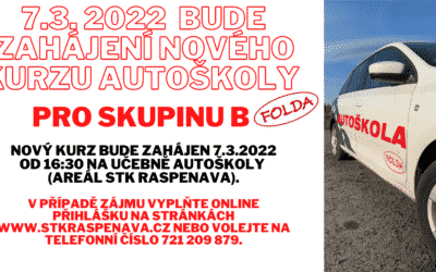 Akce na Frýdlantsku 8 Nový kurz autoškoly pro skupinu B