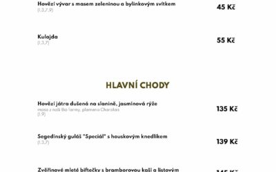Akce na Frýdlantsku 1 Polední menu týden 21. až 25. února 2022 v Zámeckém dvoře Černousy