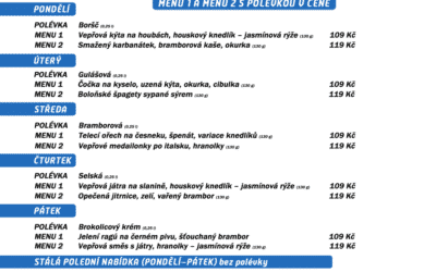 Akce na Frýdlantsku 4 Polední menu na týden 21. až 25. února 2022 restaurace Dělňák v Novém Městě pod Smrkem