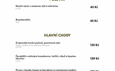 Akce na Frýdlantsku 6 Polední menu týden 28. února a 4. března 2022 v Zámeckém dvoře Černousy