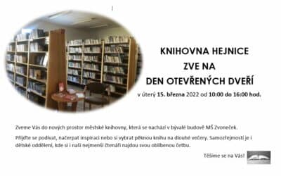 Akce na Frýdlantsku 4 Městská knihovna Hejnice pořádá Den otevřených dveří