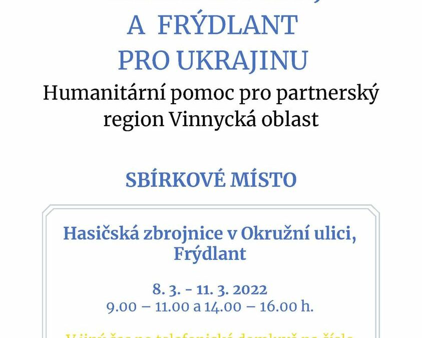 Materiální sbírka pro Ukrajinu ve Frýdlantu – hasičská zbrojnice