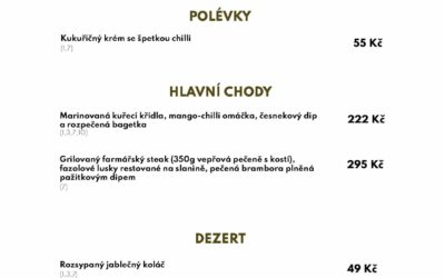 Víkendové menu od 11. do 13. března 2022 v Zámeckém dvoře Černousy