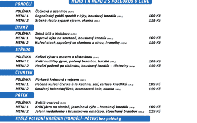 Polední menu na týden 14. – 18. března 2022 restaurace Dělňák v Novém Městě pod Smrkem