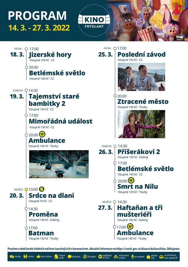 211 kino frydlant program druha polovina brezna 2022 Frydlantsko