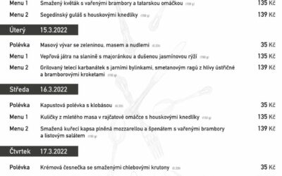 Polední menu na týden 14. – 18. března 2022 v rodinné restauraci a penzionu Na Rozcestí Frýdlant