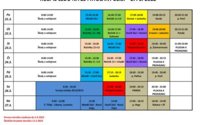 Rozpis ledu na zimním stadionu Frýdlant 21. – 27. března 2022