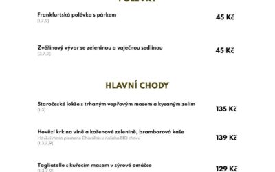 Polední menu týden 28. března – 1. dubna 2022 v Zámeckém dvoře Černousy