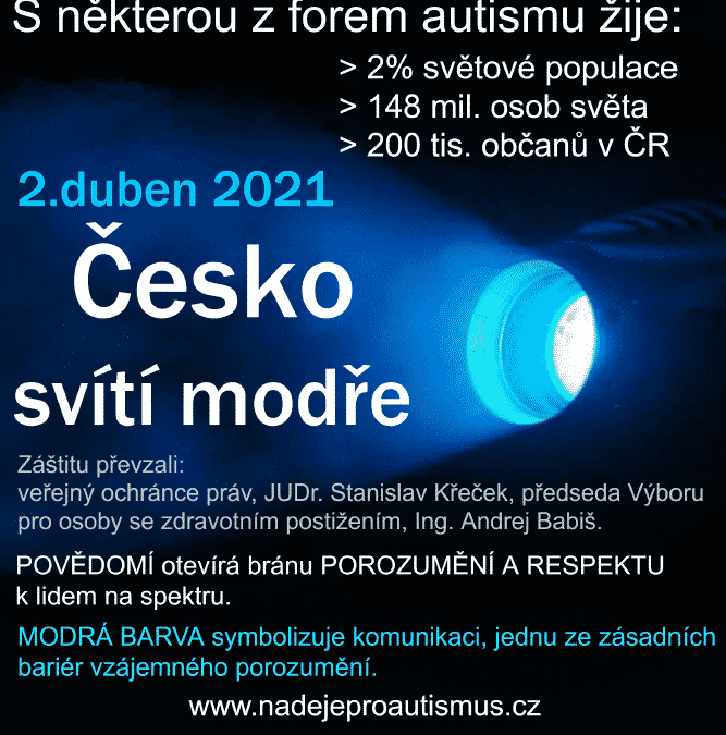 Česko svítí modře