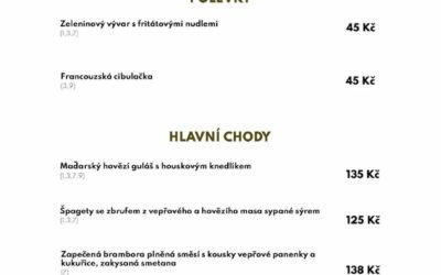 Polední menu týden 11. – 15. dubna 2022 v Zámeckém dvoře Černousy