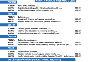 Polední menu na týden 25. – 29. dubna 2022 restaurace Dělňák v Novém Městě pod Smrkem