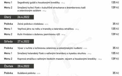 freedlantsko.eu 55 Polední menu na týden 25. – 29. dubna 2022 v rodinné restauraci a penzionu Na Rozcestí Frýdlant