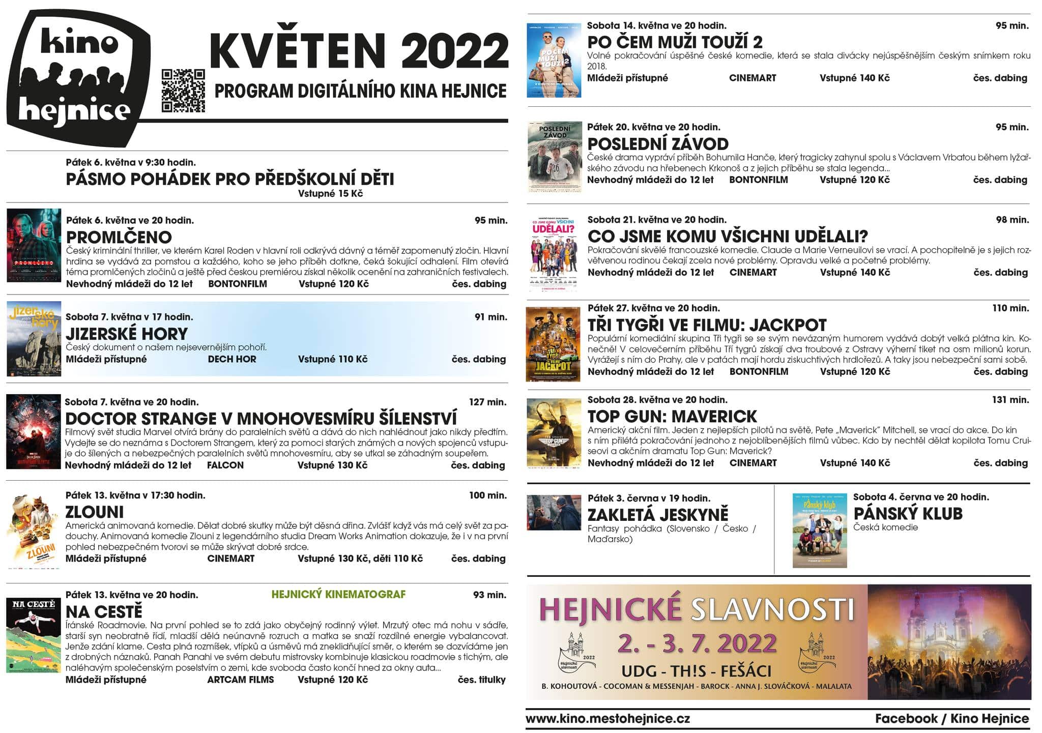 432 kino Hejnice program kveten 2022 frydlanstko