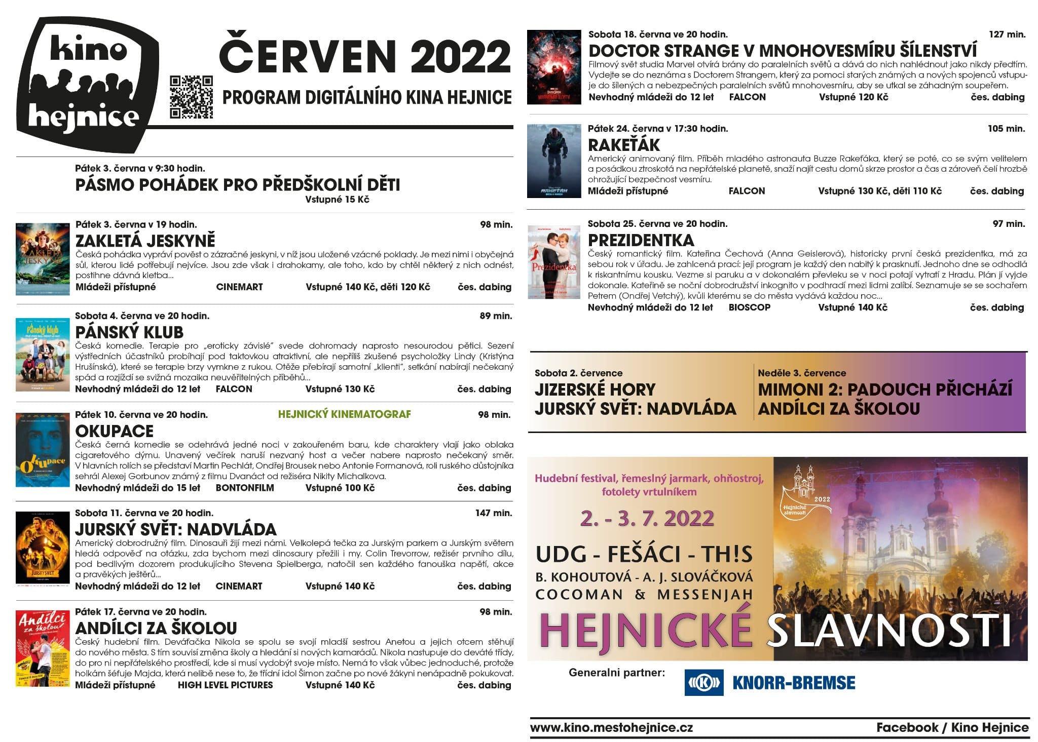 511 kino Hejnice program cerven 2022 frydlanstko