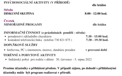 Prázdninový program v Mateřídoušce v Hejnicích