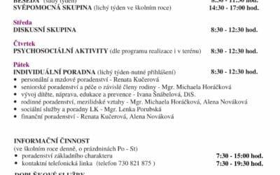 Kalendář akcí na Frýdlantsku a v okolí 51 Aktivizační zařízení pro rodiny v regionu v Hejnicích