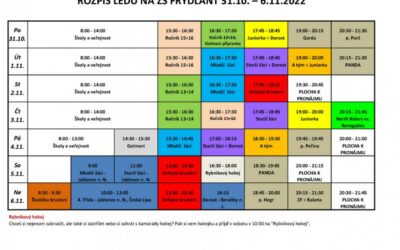 Plus 11 Rozpis ledu na zimním stadionu Frýdlant 31. říjen – 6. listopad 2022