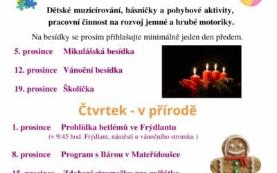 Akce na Frýdlantsku 14 Školička pro nejmenší v rodinném centru Mateřídouška v Hejnicích leden 2023