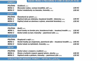 Akce na Frýdlantsku 12 Polední menu na týden 16. – 20. ledna 2023 restaurace Dělňák v Novém Městě pod Smrkem