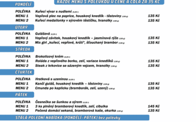 Akce na Frýdlantsku 6 Polední menu na týden 30. ledna – 3. února 2023 restaurace Dělňák v Novém Městě pod Smrkem