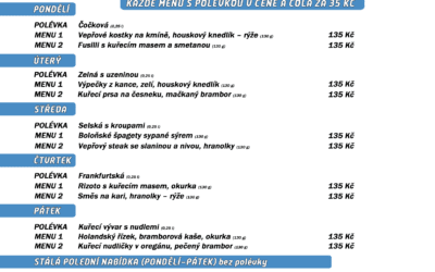 Polední menu na týden 6. – 10. února 2023 restaurace Dělňák v Novém Městě pod Smrkem