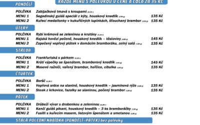 Akce na Frýdlantsku 15 Polední menu na týden 27. února až 3. března 2023 restaurace Dělňák v Novém Městě pod Smrkem