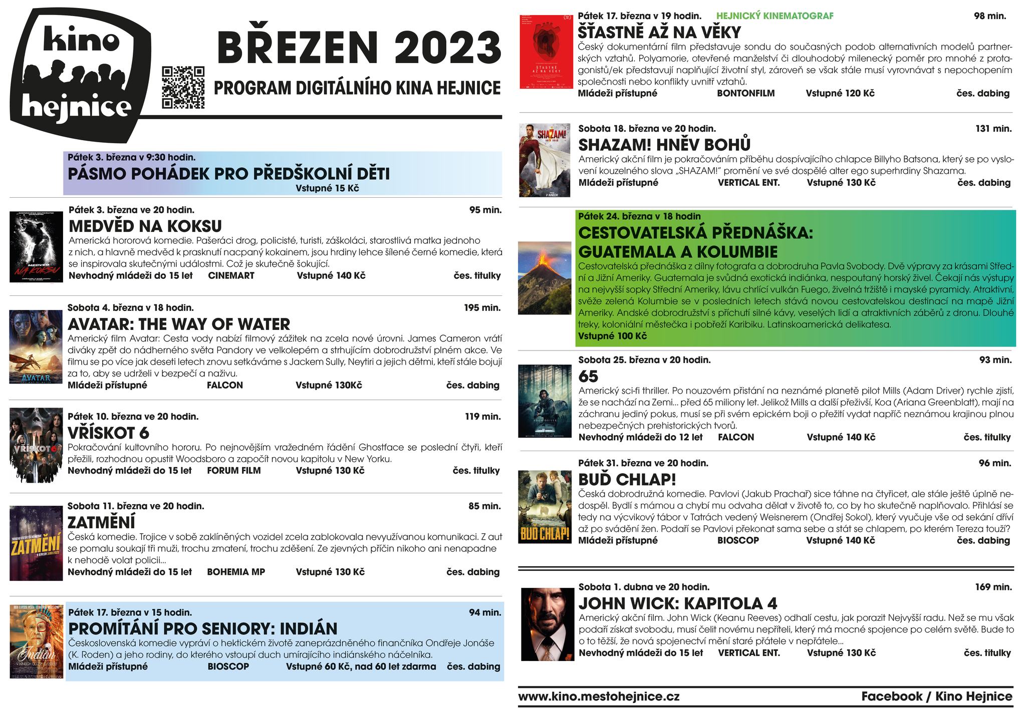 154 kino Hejnice program brezen 2023 frydlanstko