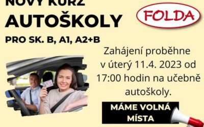 Akce na Frýdlantsku 11 Nový kurz autoškoly pro skupinu B, A1, A2+B