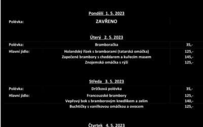 Akce na Frýdlantsku 13 Obědové menu na týden 2. až 5. května 2023 v Pekárně Právě pro Tebe