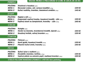 Akce na Frýdlantsku 5 Polední menu na týden 12. až 16. června 2023 restaurace Dělňák v Novém Městě pod Smrkem