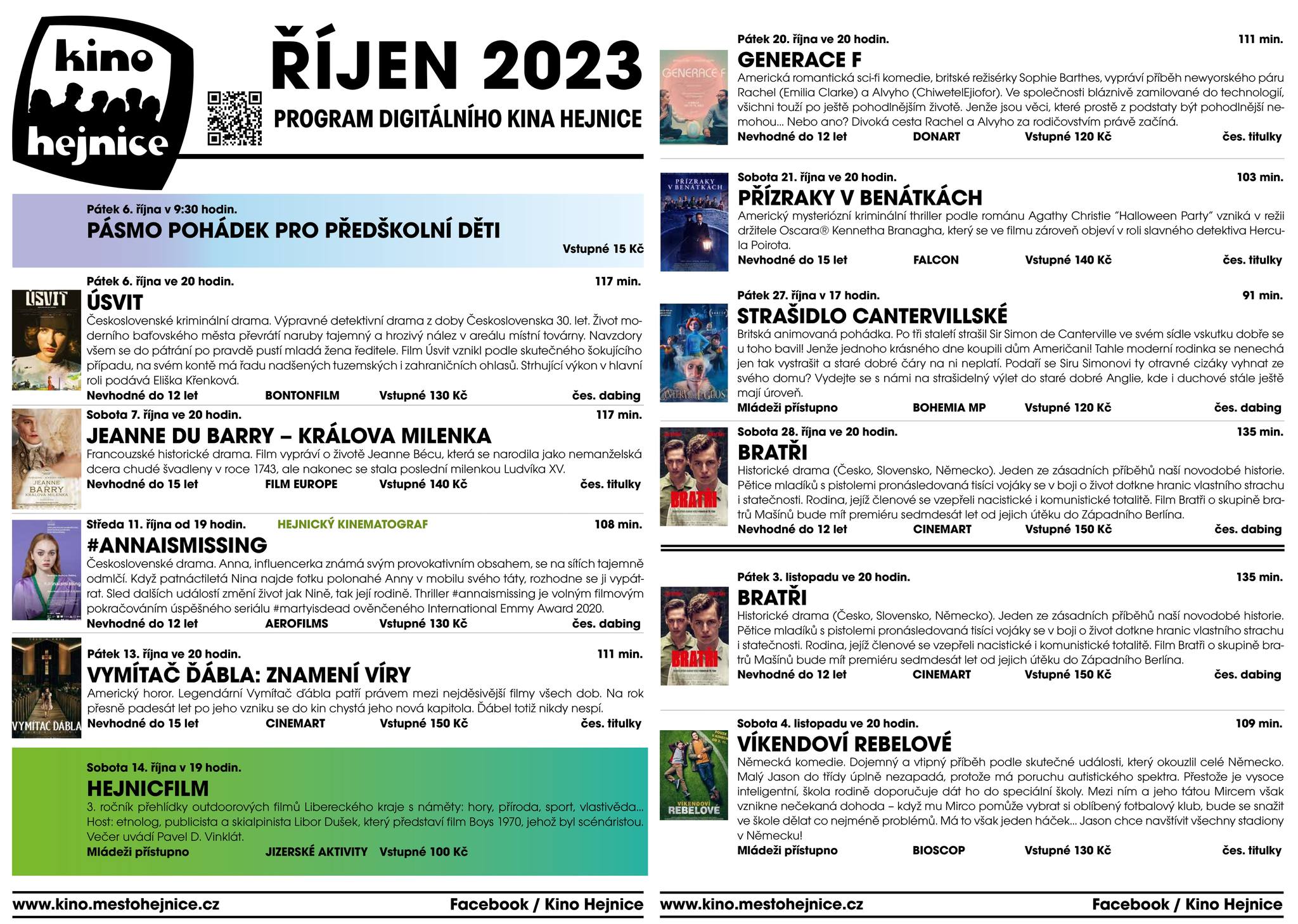 434 kino Hejnice program rijen 2023 frydlanstko